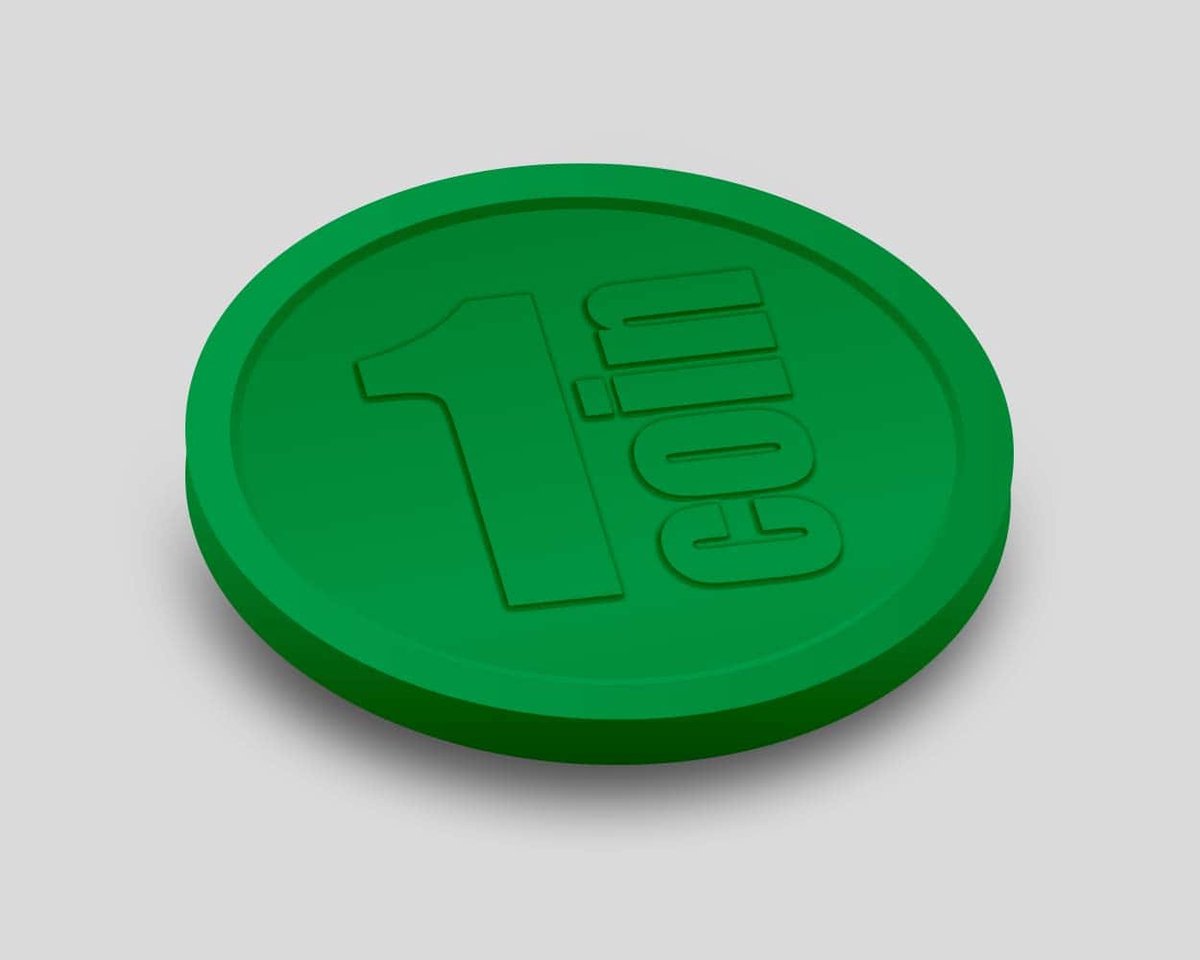 Reliëfmunten 1 Coin 29mm / Consumptiemunten / Betaalmunten (per 250 stuks) - GROEN