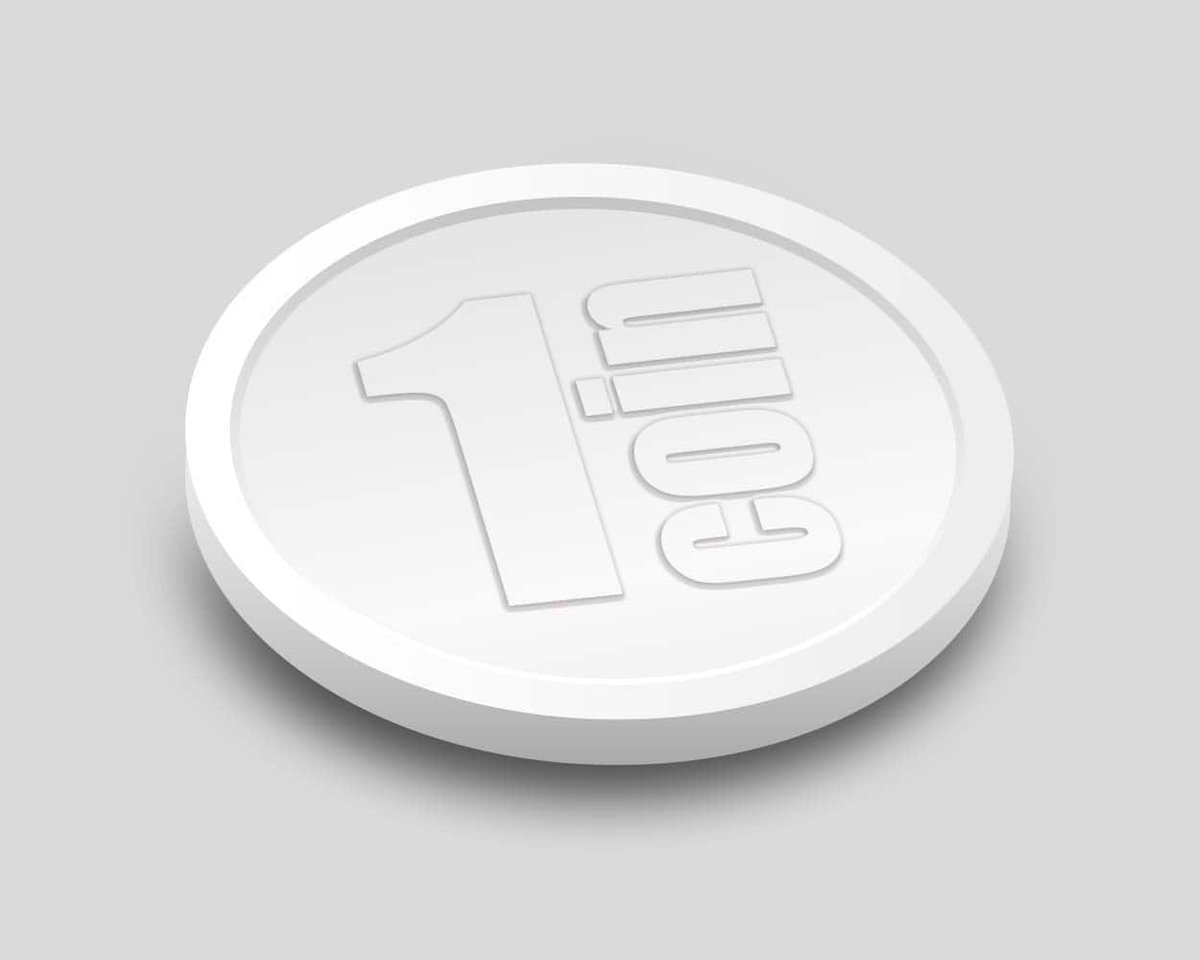 Reliëfmunten 1 Coin 29mm / Consumptiemunten / Betaalmunten (per 250 stuks) - WIT