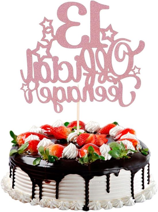 Tyqour Happy 13e Verjaardag Cake Topper Glitter Officiële Tiener Cake Topper voor Tiener Verjaardagsfeest Benodigdheden Decoraties (Goud