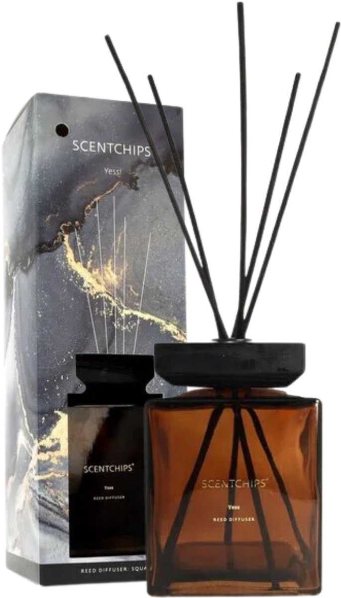 Scentchips® Geurstokjes set Square Yess - Geurstokjeshouder - Geurstokjes Navulling - Geurstokjes - Voorgevuld - Geurverspreider - Huisparfum - 1000ml