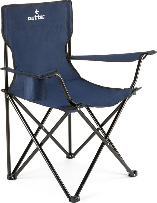 Outtec® Campingstoel - tot 125kg - Bekerhouder & Draagtas - Visstoel, Vouwstoel, Vouwstoel, Tuinstoel, Lichte Campingstoel, Strandstoel