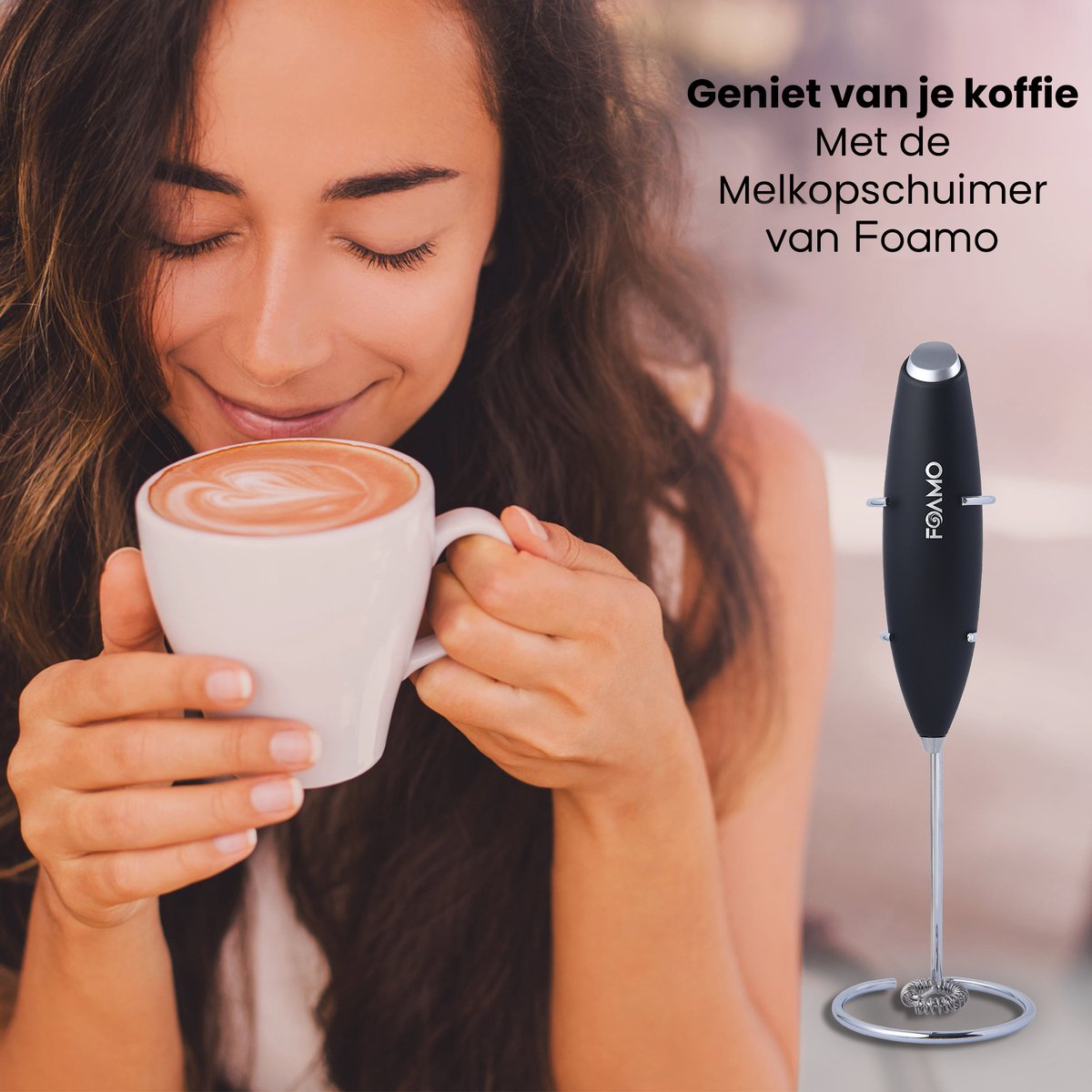 Foamo® Melkopschuimer Electrisch - Handmatige Melkschuimer - Elektrische Melkklopper voor Cappuccino en Matcha - Milk Frother op Batterijen - Zwart — cadeau in Kookcadeaus - foto 8