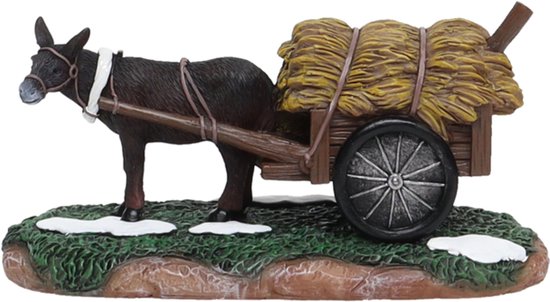 Santaville - Donkey with Haycart Polyresin 14cm