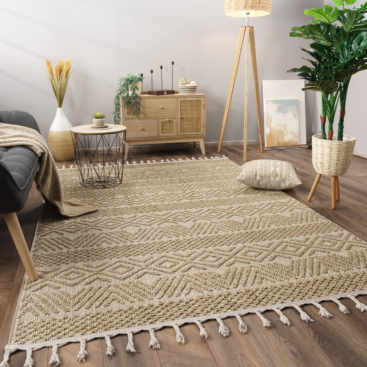 Flycarpets Laagpolig Scandi Munilia Vloerkleed - Beige / Naturel
