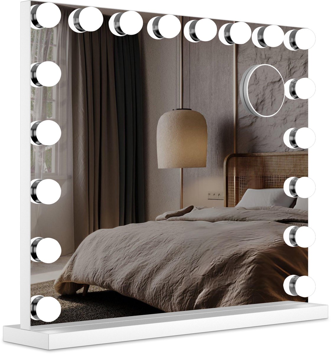 Goedkoopste Bayt Spiegel met Verlichting - Make Up Spiegel met Verlichting - Hollywood Spiegel met verlichting - Hollywood Spiegel 80x60 - Dimbaar - 5x Vergroting - 80x60cm - Wit