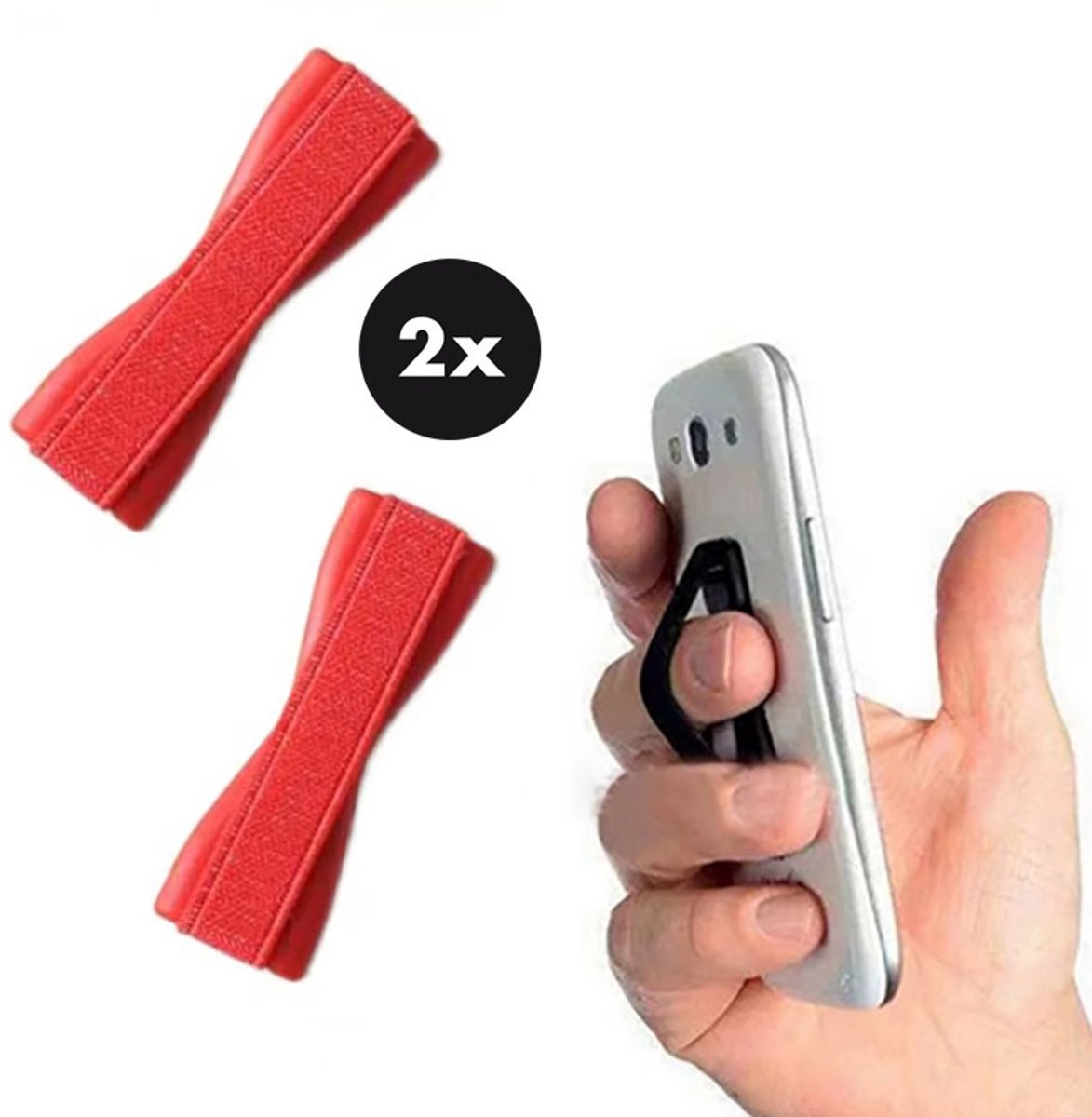 Actie4you® - Smartphone Anti-slip greep - Universele ring vinger telefoon houder - Vingergreep - Vingerhouder - Elastische Band - Zelfklevende Vingerhouder – Rood - 2 Stuks