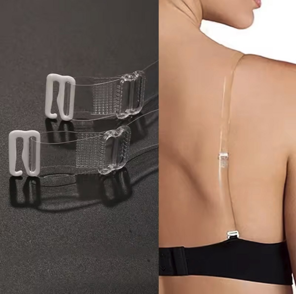 CHPN - Transparante BH-bandjes - Schouder BH-bandjes - Onzichtbaren BH bandjes - Siliconen BH-bandjes - Verstelbaar - Duurzaam - Zacht - Beha bandjes onzichtbaar maken - BH band - Universeel - 1 paar