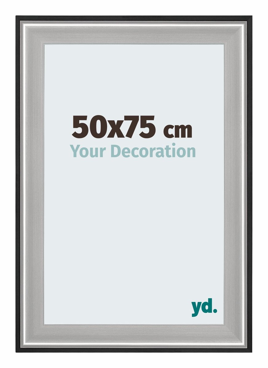 Your Decoration - Puzzellijst 50x75 cm - Zwart Zilver Gepolijst - Puzzellijst 500-1000 stukjes - Hout Fotolijst - Birmingham