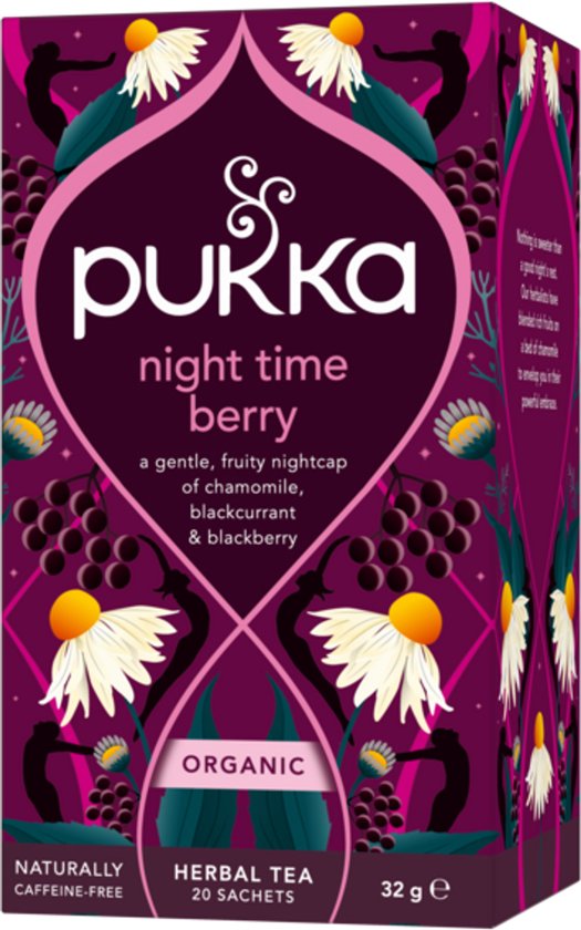 Pukka Tea Night Time Berry - 80 Theezakjes - Biologische Kruidenthee - Kamille, Braam, Zwarte Bes - 4 x 20 Zakjes - Thee Voordeelverpakking