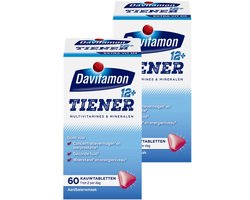 Davitamon Tiener Multi Boost 12+ Kauwvitamines - multivitaminen kinderen – aardbei smaak - 2 x 60 kauwtabletten - BUNDEL 2 STUKS