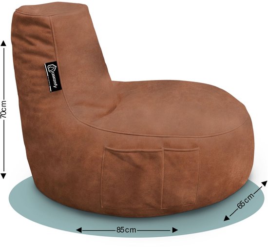 Casacomfy - ModiLounge - Pouf - Adultes - Caramel Latte - Aspect cuir - Tissu doux