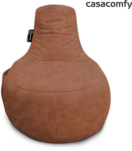 Casacomfy - ModiLounge - Pouf - Adultes - Caramel Latte - Aspect cuir - Tissu doux