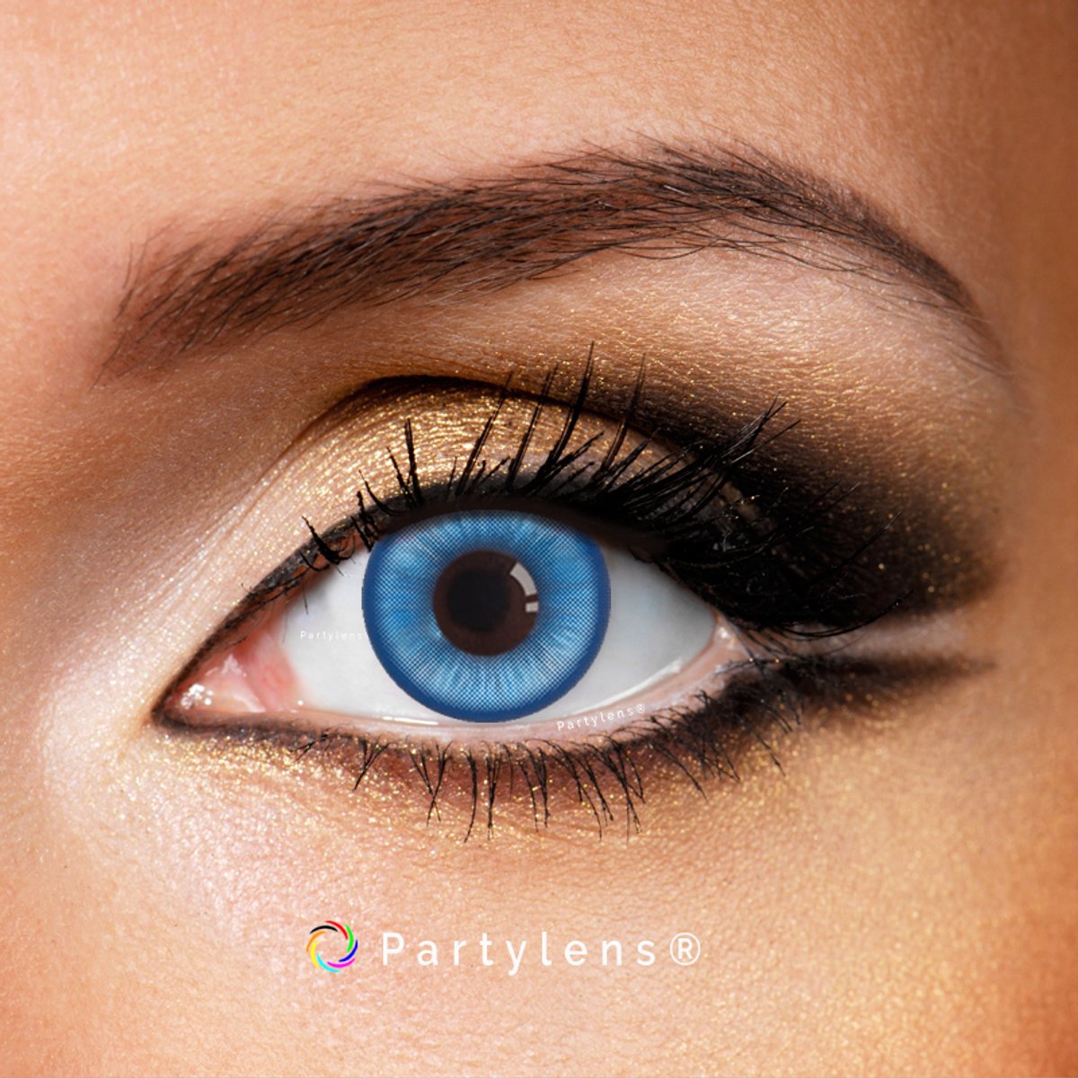 Partylens® blauwe kleurlenzen - Satin Marine Blue - zachte jaarlenzen met lenshouder - Halloween - Cosplay