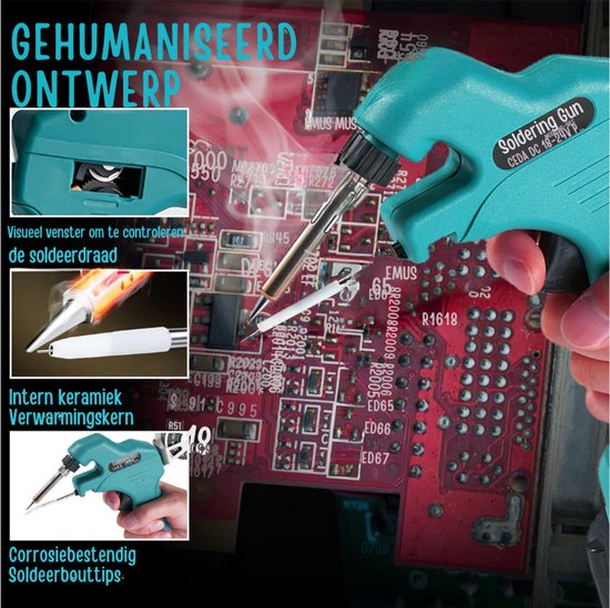TPDL Digitale soldeerbout met 60 W accu, voor Makita 18 V, instelbare temperatuur 180-480 °C, 50 g draad, houder, aan/uit-schakelaar
