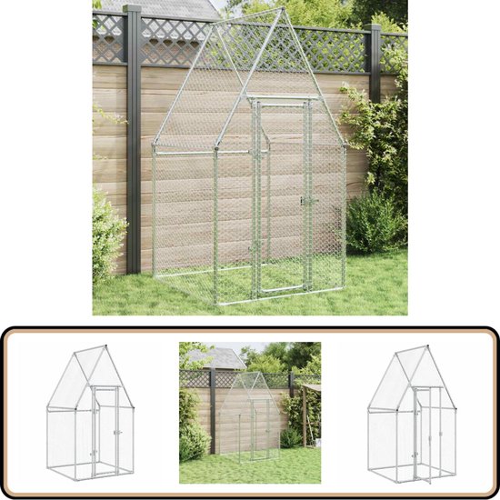 Vidaxl -kip Kooi -zilver -3 X 4 X 2 M -staal