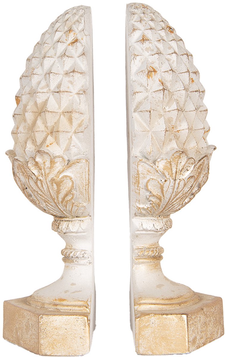 Boekensteunen Set van 2 16x14x29 cm Beige Kunststof