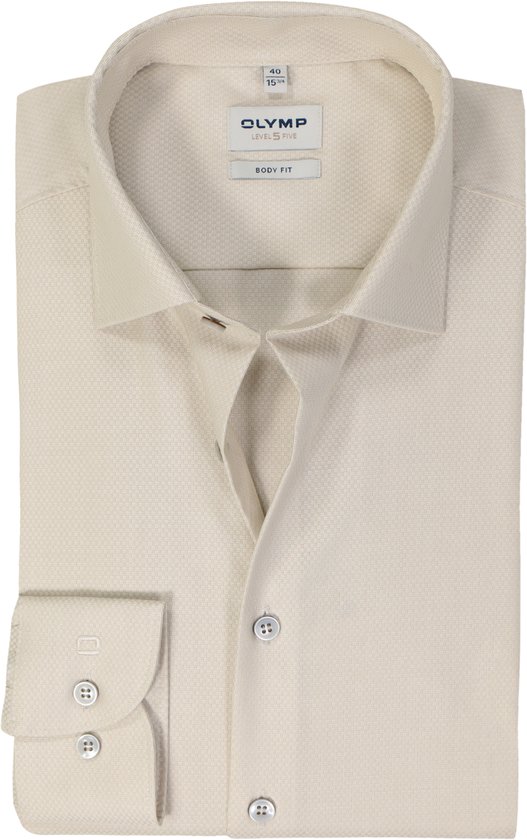 Chemise OLYMP Level 5 body fit - structurée - beige - Repassage facile - Taille de col : 43