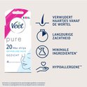 Veet Pure gezichtsstrips, 20 stuks. Verwijdert haartjes vanaf de wortel, langdurige zachtheid, minimale ingrediënten, hypoallergeen.