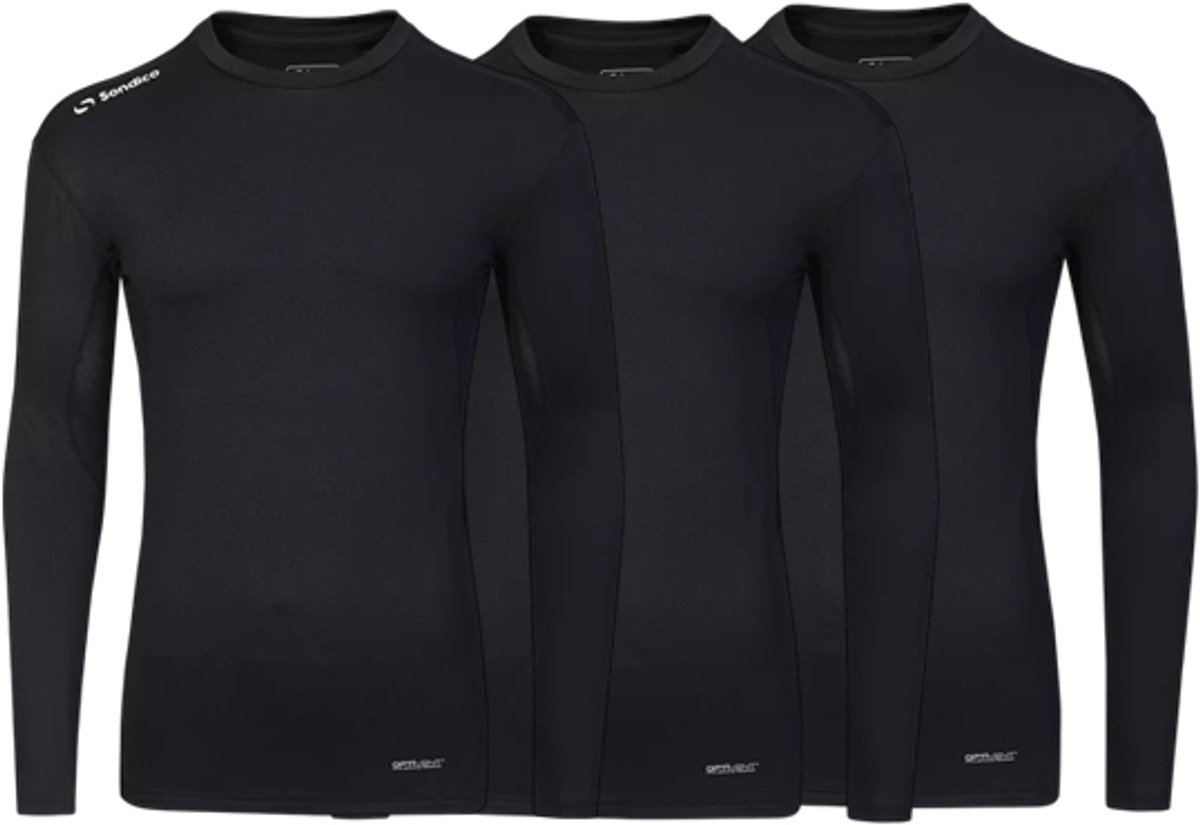 3-Pack Sondico compressie lange mouw sportshirt - heren - Black - maat XXL