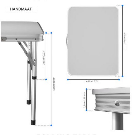 Opvouwbare Campingtafel - Elvo - Lichtgewicht Aluminium - 2 In Hoogte Verstelbare Poten - Draagbare Picknicktafel voor Feestjes — afbeelding 5