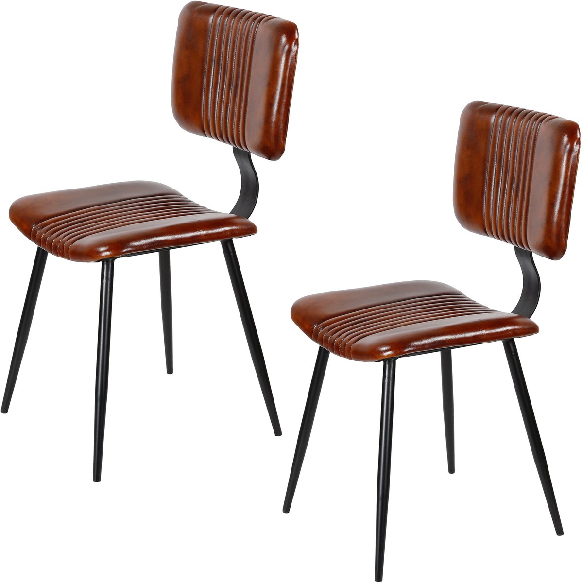 Eetkamerstoelen - Set van leren stoelen - bruin