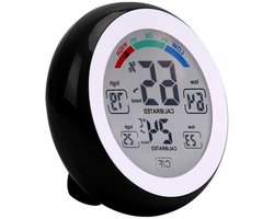 Digitale Thermometer Hygrometer voor Binnen en Buiten met Touchscreen Display - Temperatuur Vochtigheid Meter - Draadloos en Elektronisch - Zwart.