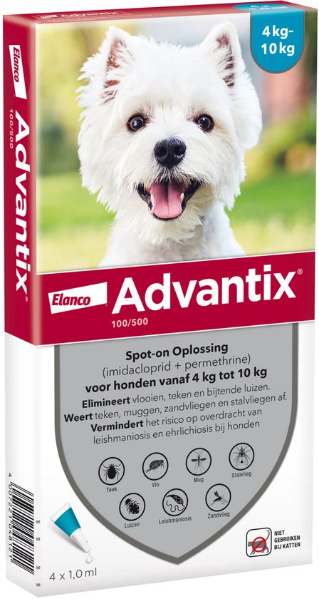 Bayer Advantix Vlooien & Teken Pipetten - Hond 4 tot 10 kg - 4 stuks