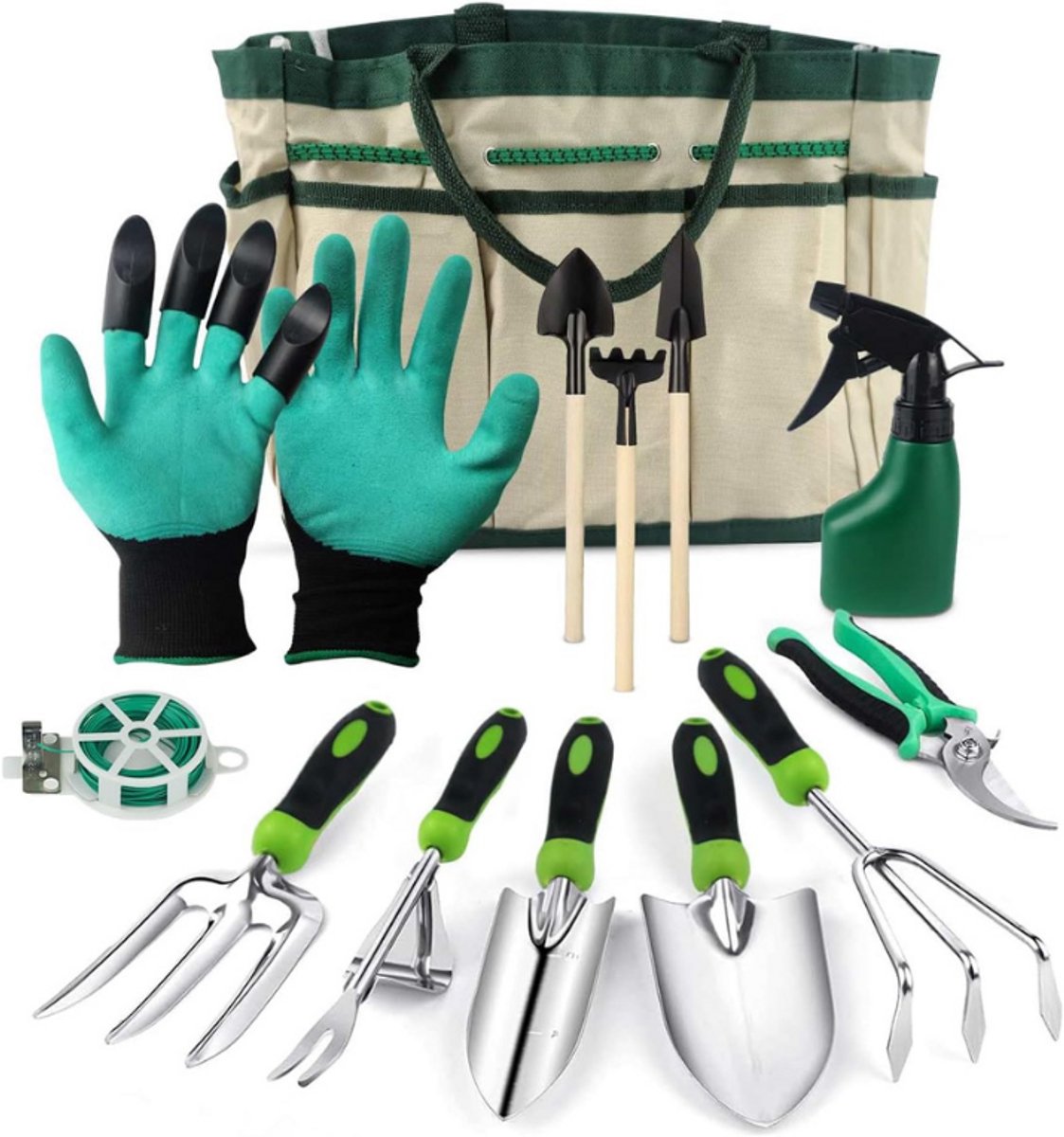 Tuingereedschap Met Houders–12-Delige Roestvrijstalen Tuingereedschap Set–Inclusief Stevige Gereedschapstas–Voor Mannen En Vrouwen–Ideaal Tuincadeau