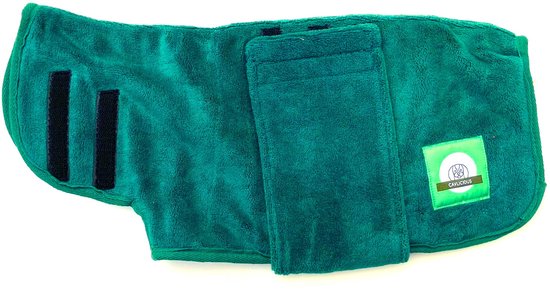 Peignoir pour chien Cavlicious® - qualité lourde - microfibre - vert - XM - Jack Russel - Teckel