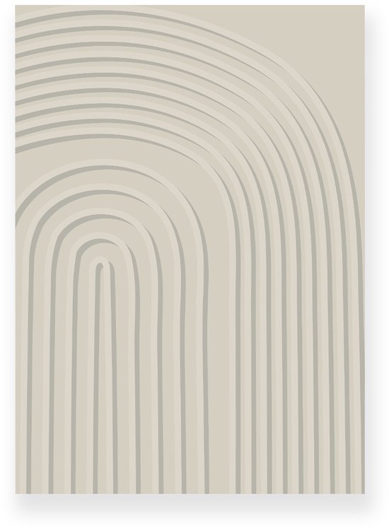 Poster 20x30 cm - Organische Lijnen - Beige - Minimalistisch - Japandi - Muurdecoratie - Wanddecoratie
