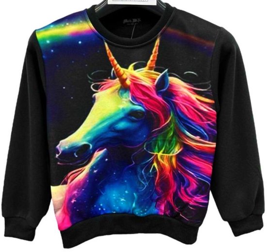 Zwarte eenhoorn print kinder sweater