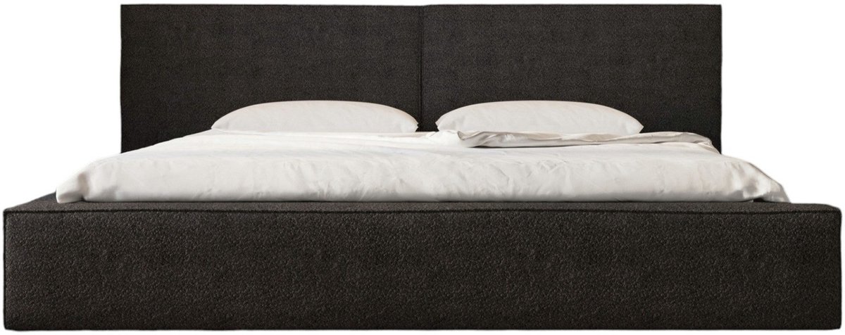 Bed 06 - Gestoffeerd tweepersoonsbed met bouclé overtrek - 180x200 cm - Elegant en comfortabel - Zwart (Anthology 19)