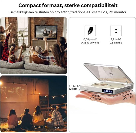 VELTRR® DVD Speler met HDMI - Blu Ray Spelers - Externe DVVD Speler - Wit van VELTRR — afbeelding 5