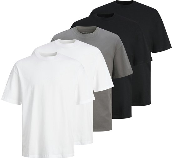 Lot de 5 t-shirts unis à col rond pour homme Jack & Jones JJHUGO - Taille XL