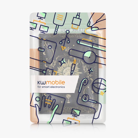 kwmobile e-reader hoesje geschikt voor Kobo Clara BW / Colour hoes - E reader flip case van kunstleer - Ereader cover met stand - Tarotkaart design in donkerblauw / geel / zwart van kwmobile — afbeelding 5