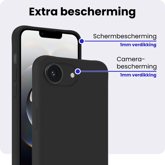 Coque noire pour iPhone avec un rebord de 1 mm pour la protection de l'écran et de l'appareil photo.