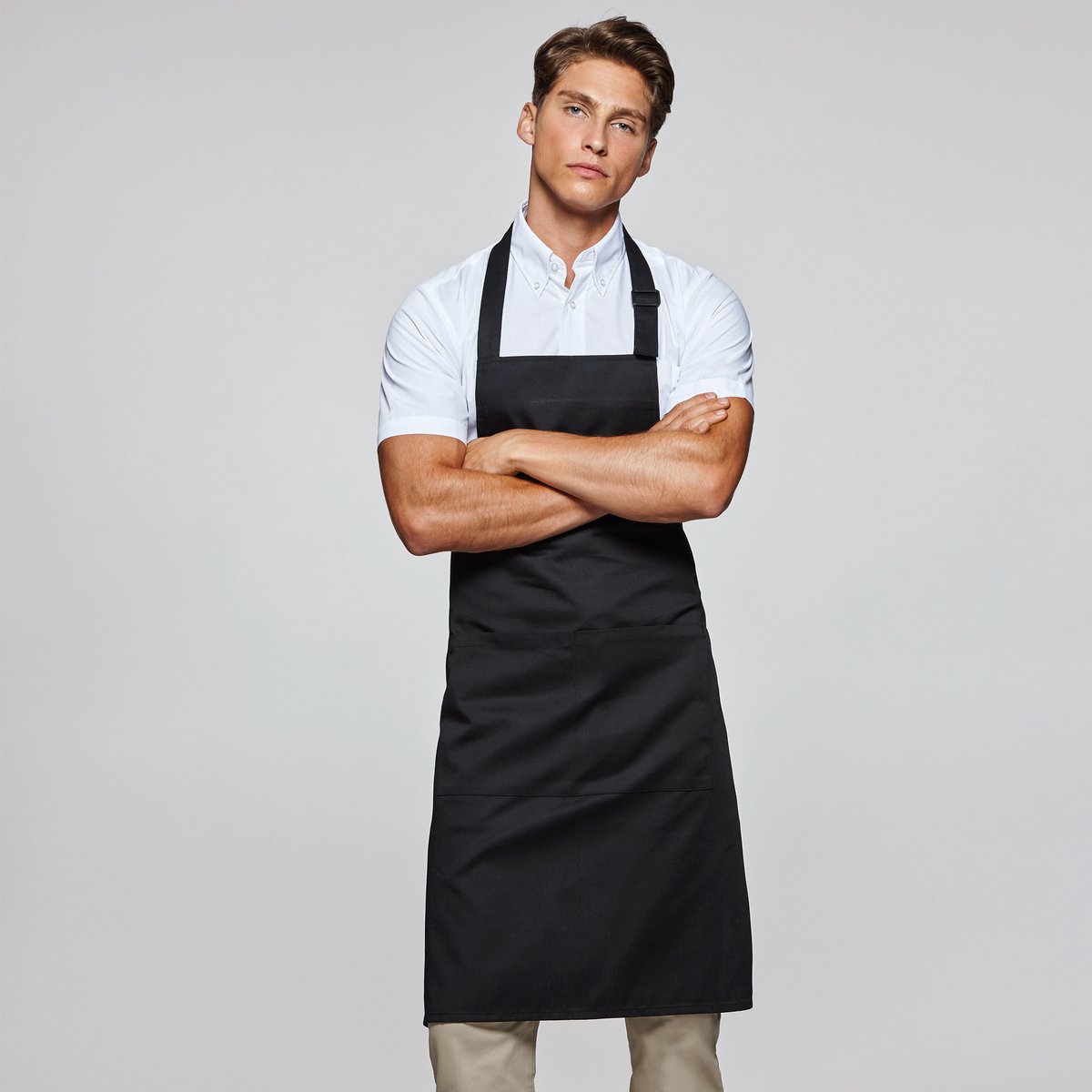 Luxe Horecaschort - Unisex Schort - Professioneel - Keukenschort - Barbecueschort - Kookschort - Halterschort - 70 x 90 cm - voorvak - verstelbaar - onbedrukt - zwart