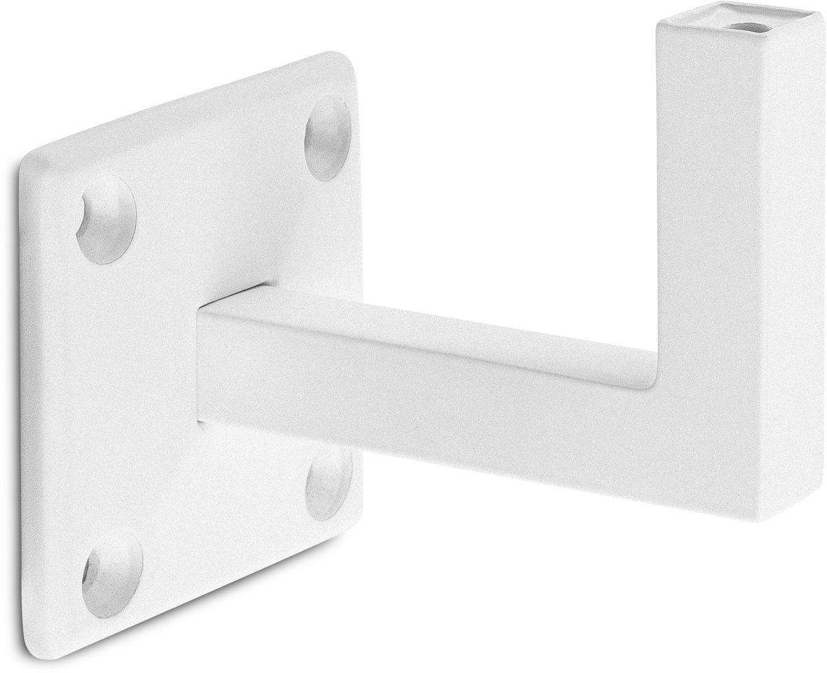 Witte trapleuninghouder Model I – Vlak zadel – Bevestiging met schroeven (incl. bevestigingsmateriaal)