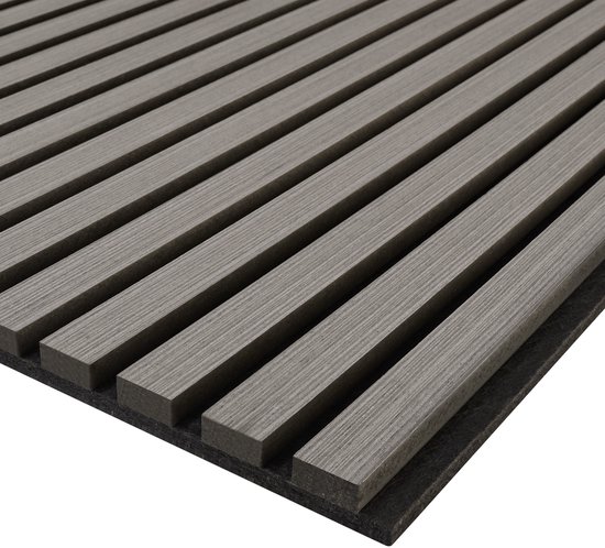tectake® Akoestische Panelen - Set van 2 - Akoestisch Wandpaneel - 60 x 120 cm - 1,44 m² - Wandpanelen met Aanpasbare Grootte - Lattenwand van MDF en Houtfineer - Geluidsisolatie - Stijlvolle Wanddecoratie - Eenvoudige Montage - Eiken Lichtgrijs