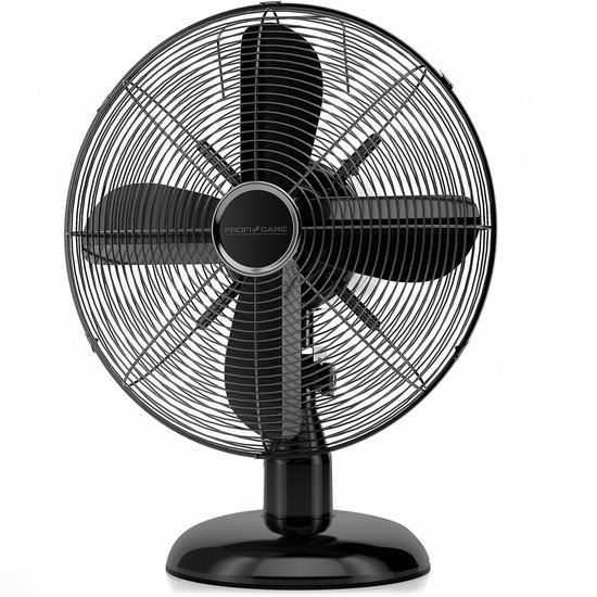 Tafelventilator ProfiCare 25 cm met zwenkfunctie, 3 snelheden, stil, metalen behuizing, zwart, 30W