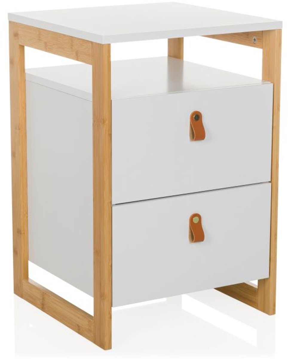 Ladeblok / bijzettafel TAROLO III 40x40x60 cm 2 laden wit hjh LIVING