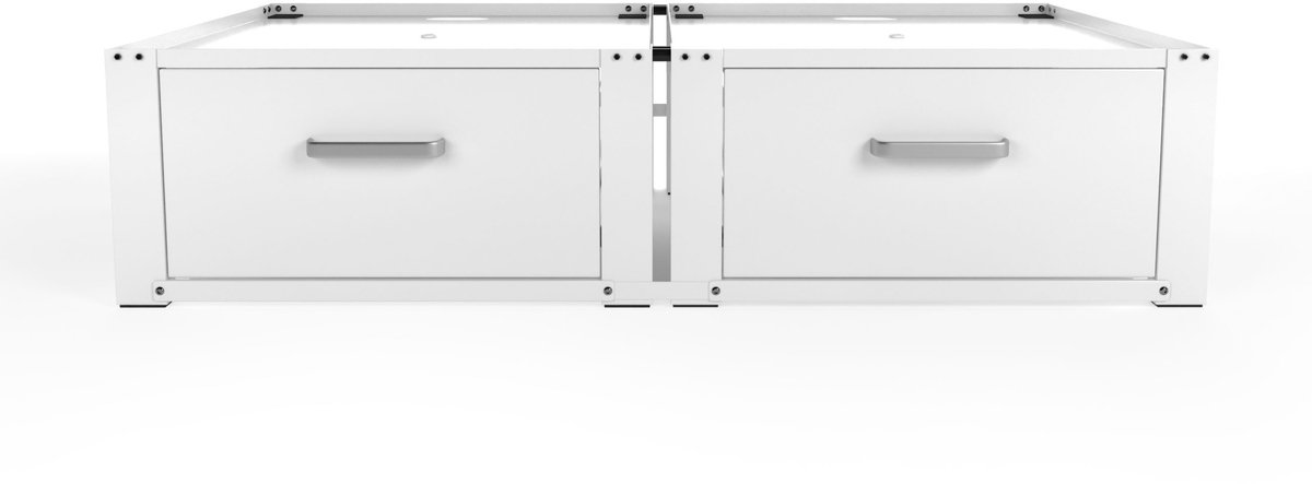 Wasophoogte® Wasmachine verhoger met lade - Dubbele wasmachine opbouwmeubel XL - Wasmachine sokkel - 31cm hoog - Wit - Universeel - 63*63 (LxB) - Inclusief wandbeugels thumbnail 5