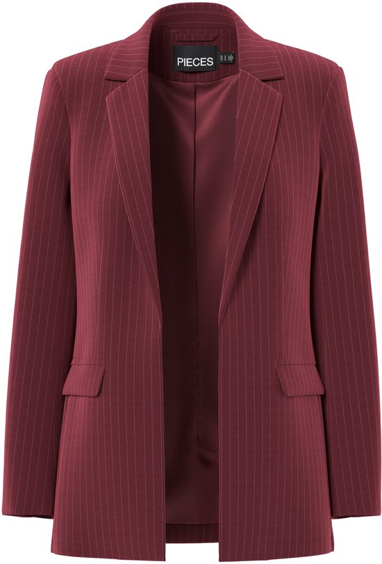 Pieces Blazer Pcbozzy Ls Loose Striped Blazer Noo 17130374 Tawny Port/pinstripe Dames Maat - L