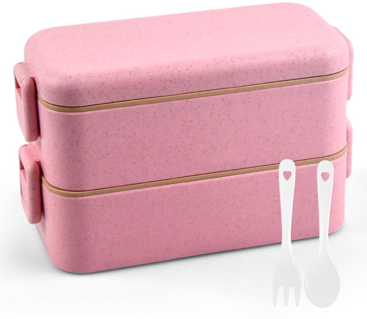 Lichtgewicht Bento Lunchbox met Twee Vakken voor Volwassenen en Kinderen - 800 ml - Roze