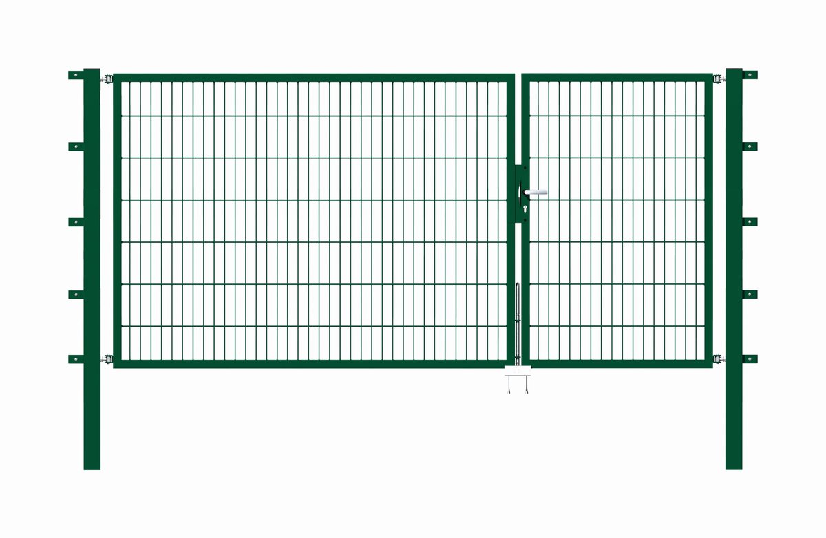 Alberts 646639 Dubbele poort Flexo met toebehoren, groen, breedte 100 + 200 cm, hoogte 140 cm