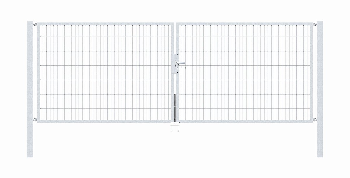 Alberts 648992 Dubbele poort Flexo met toebehoren, thermisch verzinkt, breedte 400 cm, hoogte 140 cm
