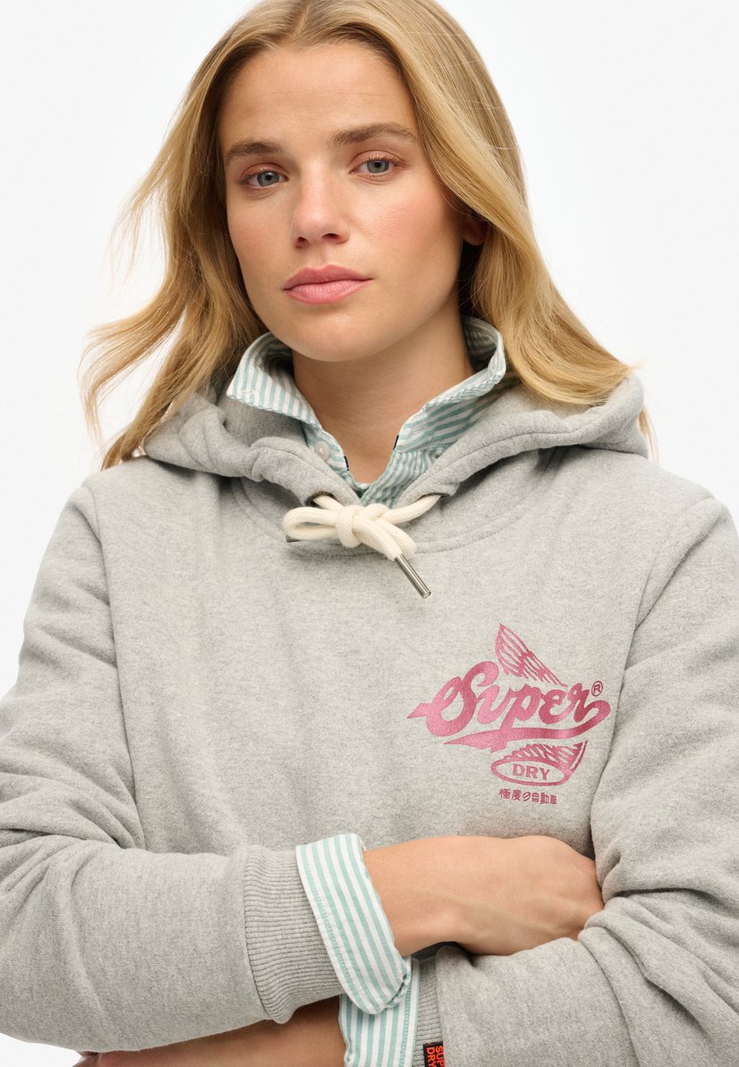 Superdry Athletic hoodie met metallic logo Dames Hoodies Grijs