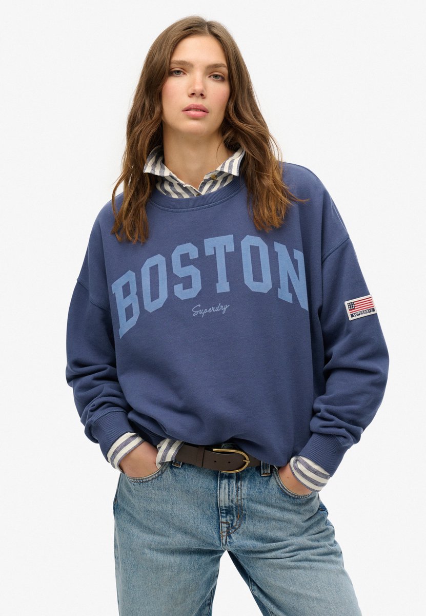 Superdry Athletic Essentials relaxed sweatshirt met ronde hals Dames Truien Marineblauw