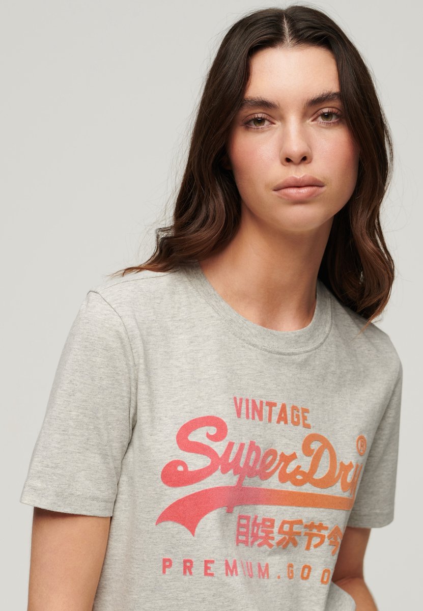 Superdry Relaxed T-shirt met ton-sur-ton print Dames T-shirts Grijs