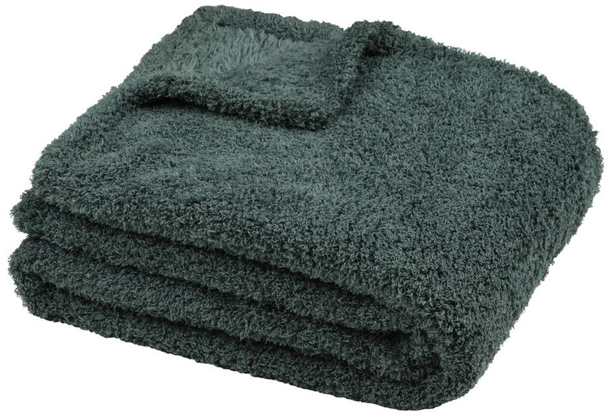 Stof Textiles Plaid/bankdeken Montreal - jade groen - 130 x 160 cm - harige polyester stof - 1 persoons